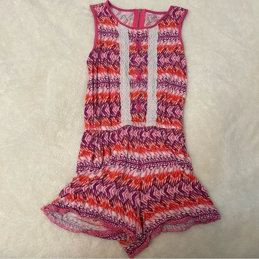 Size Small GIRLS Pink Romper with Pockets B3